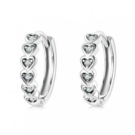 bamoer Heart-Shaped Earrings 925 Sterling Silver Stackable Rainbow Zircon Ear Buckles for Women & Girls Fine Jewelry DIY Gifts