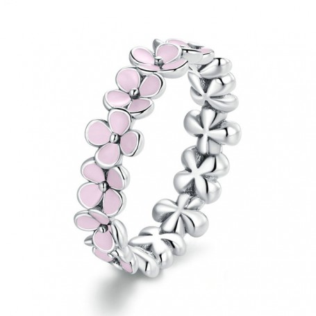 S925 Sterling Silver Pink Wreath Finger Rings for Women Engagement Wedding Finger Ring Statement Jewelry SCR681