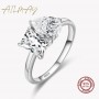 Ailmay Genuine 925 Sterling Silver Fashionc Dazzling CZ Square And Drop Shape Rings For Women Luxury Wedding Accessories Jewelry