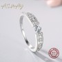 Real 925 Sterling Silver Line Clear CZ Finger Rings Geometric Line Rings For Women Classic Wedding Statement Jewelry