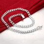 Hot charm 925 sterling Silver Bracelets necklace Jewelry set for men classic 10MM Square Chain 20/22/24 inch Fashion Party Gift