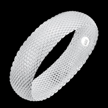 925 Silver Bracelets for Women fine Round net bangle Fashion Wedding Party Christmas Gifts Girl student Jewelry