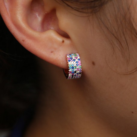 rose gold color rainbow cubic zirconia mini hoop earring 2018 trendy fashion female Gift party Classic hoop earring jewelry