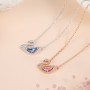 SNPQ Blue Pink Swan Necklace For Women Simple And Elegant Triangle Crystal Necklace Gift Boutique Jewelry Neck Chains Pendant