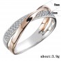 Cross-Border E-Commerce New Simple Personality Women's Two-Tone Zircon Copper Ring Accessories Jewelery Wholesale Free Shipping