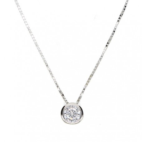 Single Stone Solitaire Cz Cubic Zirconia Delicate Dainty Box Chain 925 Sterling Silver Bezel 5mm Cz Single Stone Necklace 925