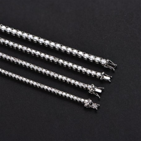 ATTAGEMS 4.0mm 5.0mm D Color Pass Diamond Tester GRC Round Cut White Gold Plated 925 Silver Moissanite Tennis Bracelet for Women