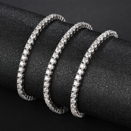 ATTAGEMS 4.0mm 5.0mm D Color Pass Diamond Tester GRC Round Cut White Gold Plated 925 Silver Moissanite Tennis Bracelet for Women