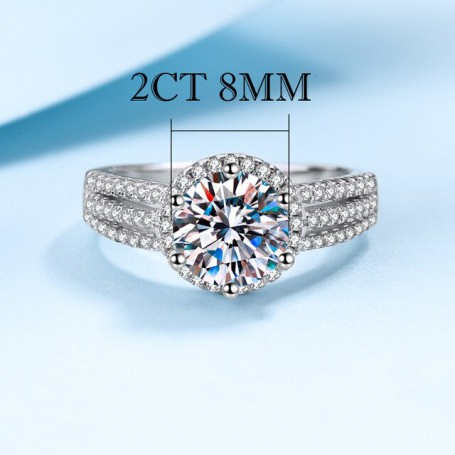 2CT 3CT 9MM Moissanite Silver Ring With GRA Certificate S925 Jewelry Wedding Party Woman Gift