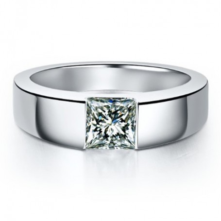 1Ct Princess Cut Diamond Man Jewelry Mined Ring for Man Engagement Genuine Platinum 950 Jewelry Male Ring