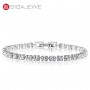 GIGAJEWE 3.0ct 3.0mmX30Pcs D Color  Round Cut White Gold Plated 925 Silver Moissanite Fashion Bracelet Woman Girlfriend Gift