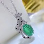 OEVAS 100% 925 Sterling Silver Sparkling Leopard 10*14mm Synthetic Emerald Pendant Necklaces For Women Party Fine Jewelry Gifts