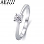 10k White Gold 0.5ct Moissanite Engagement Ring for Women Round Excellent Cut Wedding Band Bride Anniversary