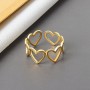 s925 Sterling Silver Ring Good-looking Aesthetic heart hollowout Gold Plated Not Allergic Opening Rings Love Jewelry Loop kofo
