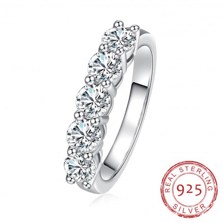 AnuJewel 4mm 1.5ct Moissanite Band Rings  925 Sterling Silver Hallf Eternity Band Finger Ring For Women