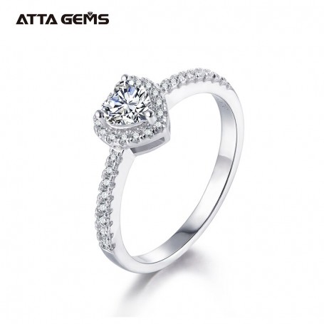 Romantic Wedding Heart Moissanite Ring Silver 925 Original 0.5 Carat D Color Brilliant Cut Moissanite Engagement Rings for Girls