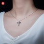 GIGAJEWE Total 1.1ct 3mmX11 Round Cut D VVS1 Moissanite 925 Silver Christian Religious Cross Pendant Necklace Woman Girl Gift