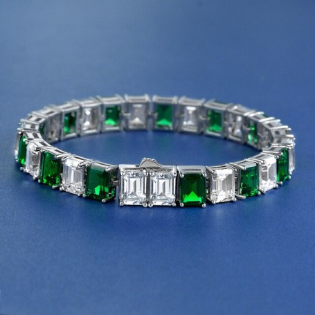 OEVAS 100% 925 Sterling Silver 1.9 Carat 6*8mm Ruby Sapphire Emerald High Carbon Diamond Bracelet For Women Luxury Fine Jewelry