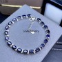Luxurious Natural  Sapphire Bracelet Natural Blue Sapphire Gemstone Bracelet Solid 925 Sterling Silver Bracelet