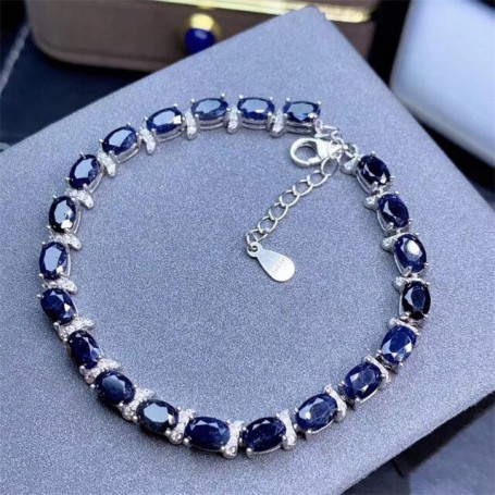 Luxurious Natural  Sapphire Bracelet Natural Blue Sapphire Gemstone Bracelet Solid 925 Sterling Silver Bracelet