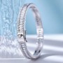 Luxury 925 Silver Created Moissanite Gemstone Couple Bangle Bracelets Wedding Party Fine Jewelry Wholesale