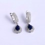 Natural Blue Sapphire Gemstone Jewelry Set 925 Sterling Silver Pendant Earrings Ring