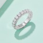 3.0 MM Round Colorless Moissanite Classic Eternity Wedding Band Scallop Pave Set Moissanite Eternity Ring