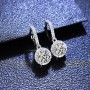 Round Brilliant Cut 1 Carat Diamond Test Past D Color Princess Moissanite Earrings Silver 925 Original Big Gemstone Earrings
