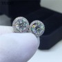 18K White Gold Plated Round Brilliant Cut Total 4 ct Gemstone Diamond Test Past D Color Moissanite Stud Earrings Wedding Jewelry