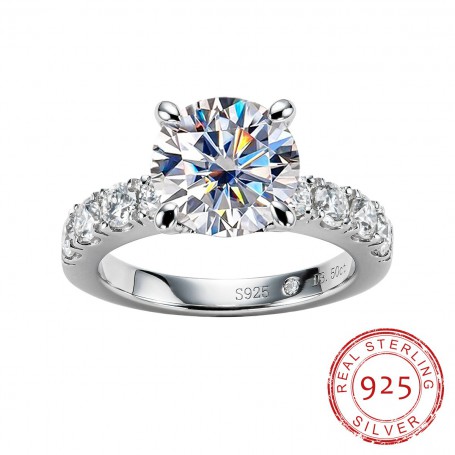 4.3cttw D Color Moissanite Diamond Engagement Rings 925 Sterling Silver Wedding Rings For Women