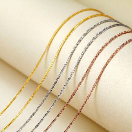 Real 18K Gold Necklace Match Pendant Chain Solid AU750 Chopin Chain for Women Fine Jewelry Wedding Gift