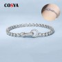925  Silver 3mm Round Zircon Bracelet for Women Bubble Drill Design Sparkling Wedding Fine Jewelry