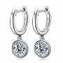 925 Silver 1 CT D VVS1 Round Diamond With GRA Moissanite Hoop Drop Earrings For Women Wedding Party Fine Jewelry