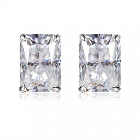 S925 Silver Radiant Cut Loose Classic Moissanite 2.0 Carats A Pair Diamond Gemstone Wedding Earrings for Women Men Couple Gifts