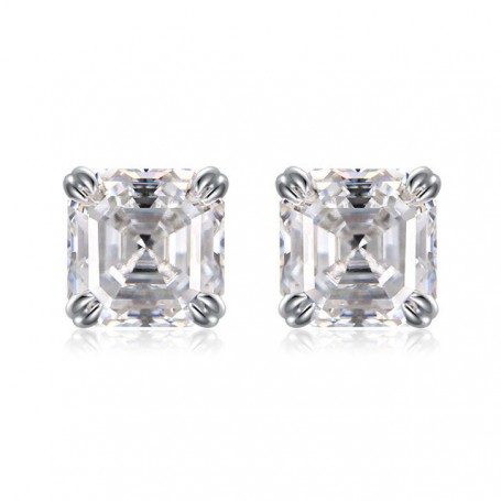 2022 New 925 Silver 2 Carat A Pair VVS1 Color Asscher Cut Moissanite Diamond Test Passed Stud Earrings Jewelry for Couple Gift