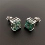 Real Moissanite Stud Earrings 6.0 A Pair Blue-green Brilliant Radiant Cut Diamond Earrings Plated 925 Sterling Silver for Unisex
