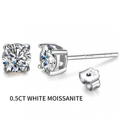 2 Carat 8.0mm D Color Moissanite Stud Earrings For Women Top Quality 100% 925 Sterling Silver Sparkling Wedding Jewelry