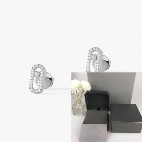 French Classic Original Jewelry Collection Messica Women's Diamond Stud Earrings S925 UFO Ear Cap Holiday Gift