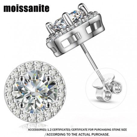 Classic Round 2CT Diamond Test Passed Moissanite Earring For Women Jewelry Sterling Silver 925 Fashion Earrings Engagement Gift