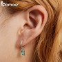 Bamoer 925 Sterling Silver Square Green Zirconium Pendant Irregular Drop Earrings New Simple Stlye Women Earrings Fine Jewelry
