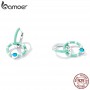 Bamoer Fashion 925 Sterling Silver Turquoise Double Ring Hoop Earrings for Women Summer Beach Party Earrings Fine Jewelry Gift
