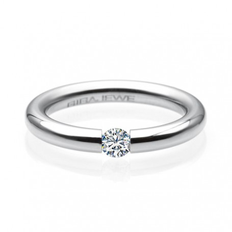 GIGAJEWE Moissanite 0.3ct 4mm Round Cut Nova Blue/Pink EF Titanium Steel Ring Diamond Test Passed Fashion Claw Setting Gift