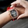TSAR BOMBA Mens Automatic Watch Diamond like Cubic Zircornia Bezel Luxury Clock Waterproof Wristwatch Mechanical watches for Men