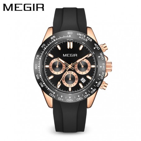 MEGIR Fashion Business Mens Watches Top Luxury Brand Quartz Watch Men Silicon Waterproof Wristwatch Relogio Masculino