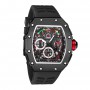 PINTIME Mens Sport Watch Fashion Hollow Dial Chronograph Quartz Wristwatch For Men With Black Strap