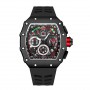 PINTIME Mens Sport Watch Fashion Hollow Dial Chronograph Quartz Wristwatch For Men With Black Strap