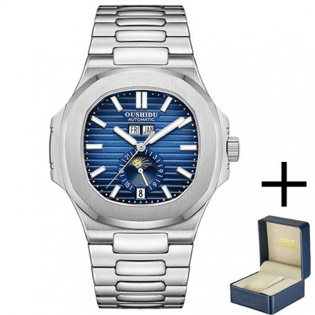 Top AAA Brand Mens Watches Fashion Business Full 316L Stainless Steel Automatic Mechanical Watch Date Calendar Moon Phase Clocks