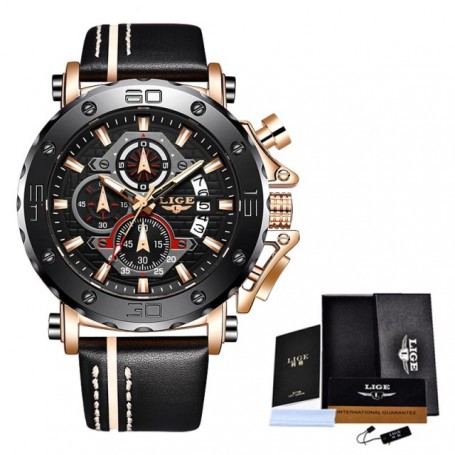 Sport Leather Watch Men  Waterproof Quartz A
