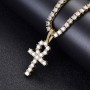 Trend Bling Ice Out Ankh Cross Pendant Men and Women Trend Street Hip Hop Jewelry Ancient Egypt Cross Amulet Necklace