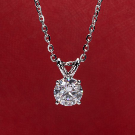 AnuJewel Real 14K Gold 1 Carat D Color Moissanite Diamond Pendant Necklace 925 Sterling Silver Chain Gifts Wholesale